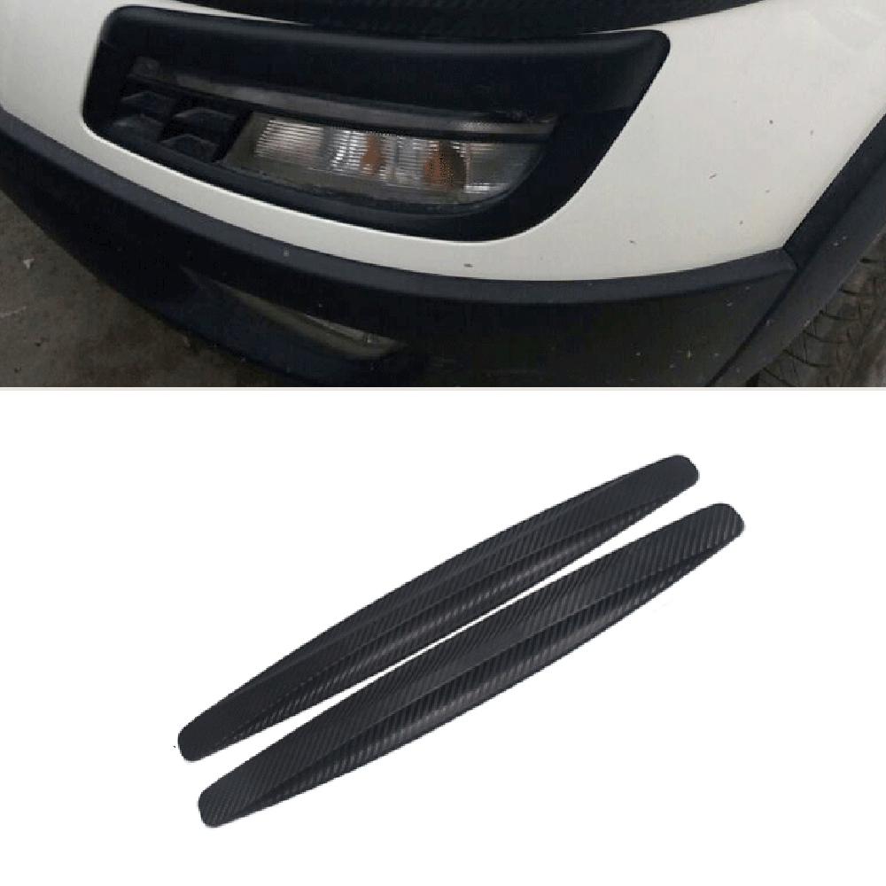 2x Black Carbon Fiber Texture Anti-rub Protector Car SUV Bumper Edge Guard Strip