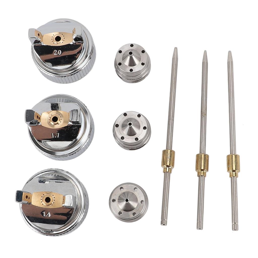 3 Sett Nål Væskedyse Lufthette Sett H 827 1.4 1.7 2.0mm Stabil Ytelse Messing Plast Væskespiss Størrelse Oppsett