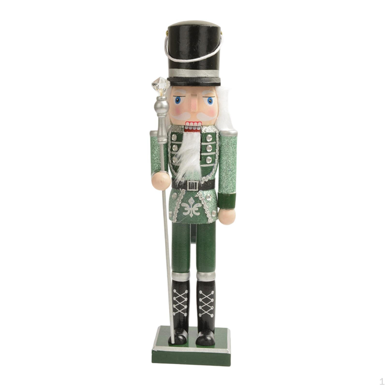 

38cm Wooden Nutcracker Doll Tabletop Ornament Handmade Traditional for Housewarming Present