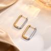 Trendy 2 Tones Minimalist Stainless Steel Hoop Earrings for Women, Gold Color Star Square Heart Huggies Ear Jewelry Accessory