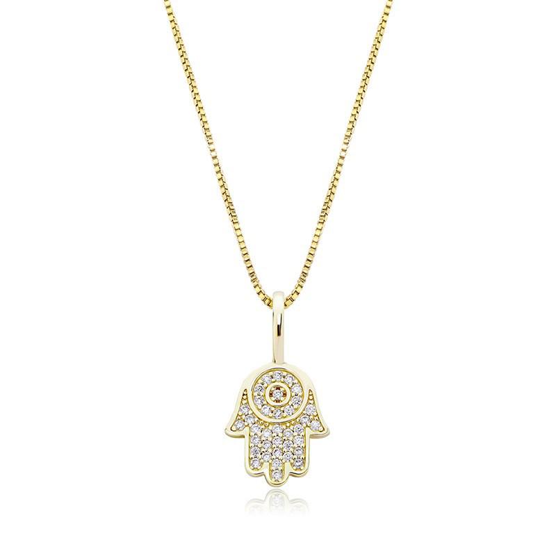 

Мужское модное ретро ожерелье с цирконом в виде руки Фатимы