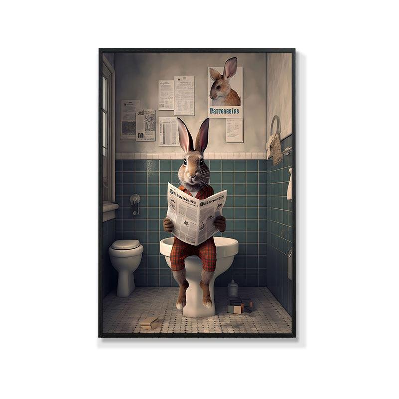 Retro Creative Animal Bathroom Canvas Painting Lion Cat Bar Toilet Bathroom Decoration Painting for Modern Living Room Asian Style Home Decor