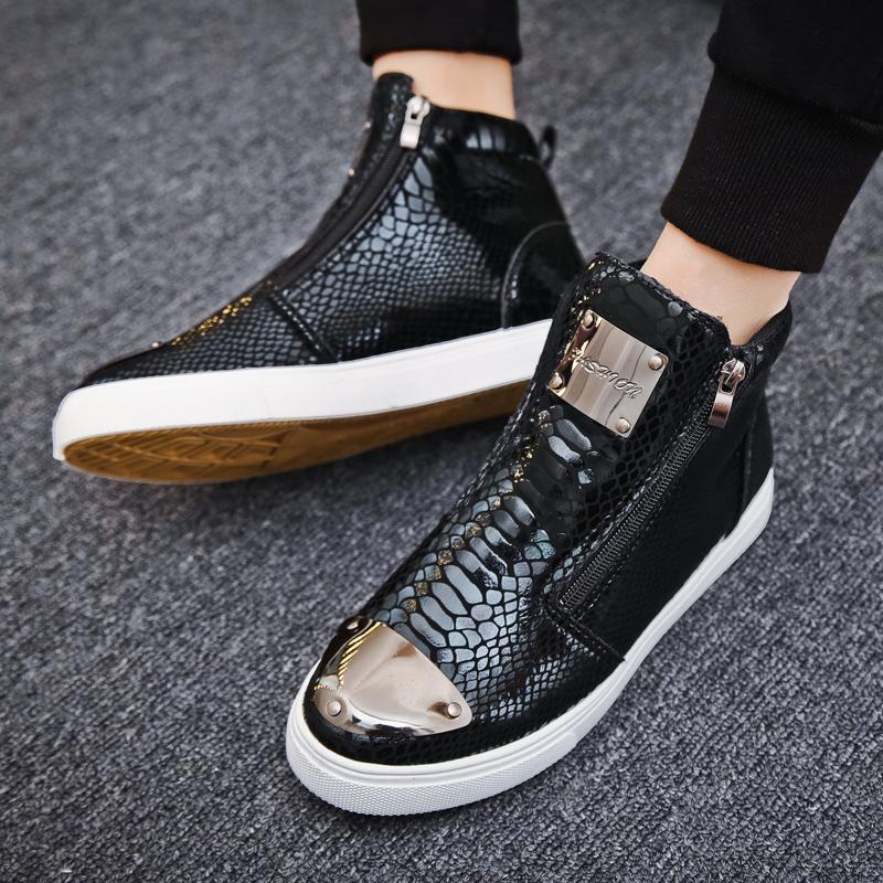 Fashion Fashion Silver Crocodile Skateboard Sneakers Men Mirrors Designer Mens Luxury Shoes Streetwear High Top Zip Men's Sports Shoes