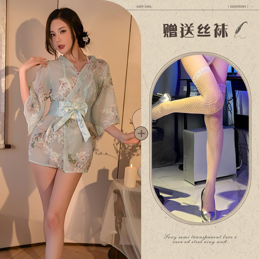 Large size Japanese kimono suit small chest erotic underwear seduction passion bed uniform