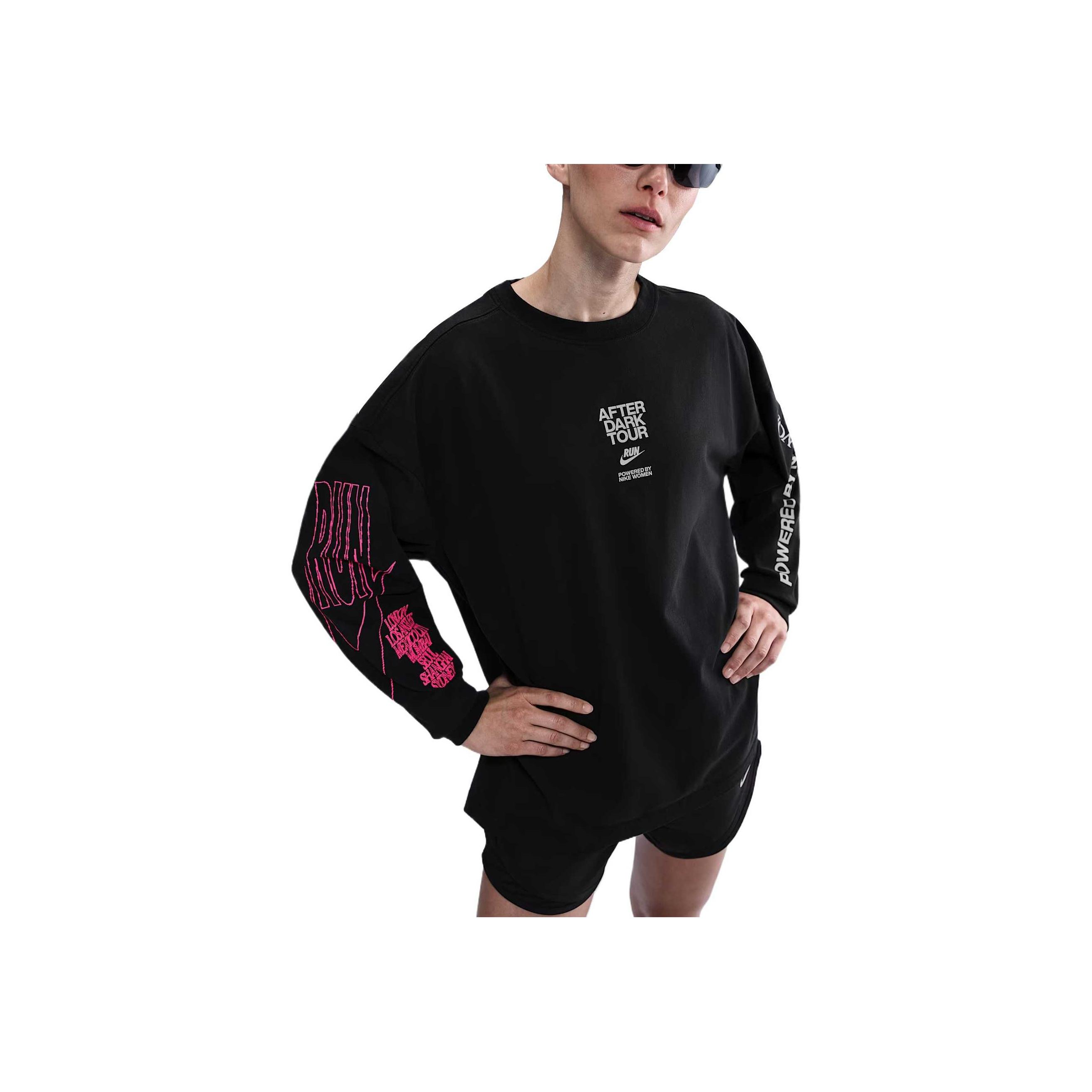 

Nike Swoosh Женская футболка серии Competition Универсальная удобная с длинным рукавом и приспущенным плечом Женские топы Черный IF4062-010 M