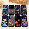 P-Psychedelic C-Colored M-Mushroom Phone Case For Samsung A73,72,71,53,52,51,22,91,80, Soft Black Cover