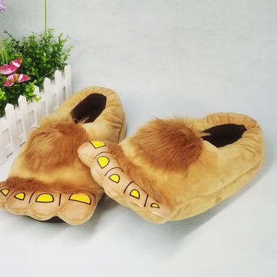 Chunky Wild Bigfoot Slippers Men Women Cotton Padded Animal Fur Slides Designer Fuzzy Slippers Indoor Warm Shoes Plus Size