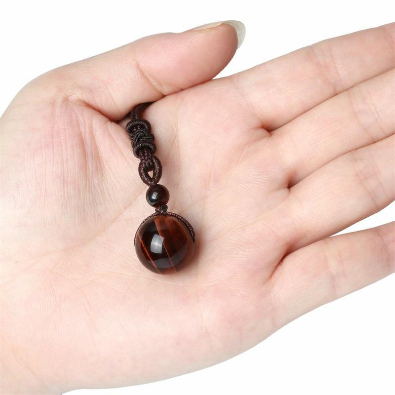 Collier Pendentif Rétro Mode Oeil de Tigre & Améthyste Tissé à la Main pour Femmes