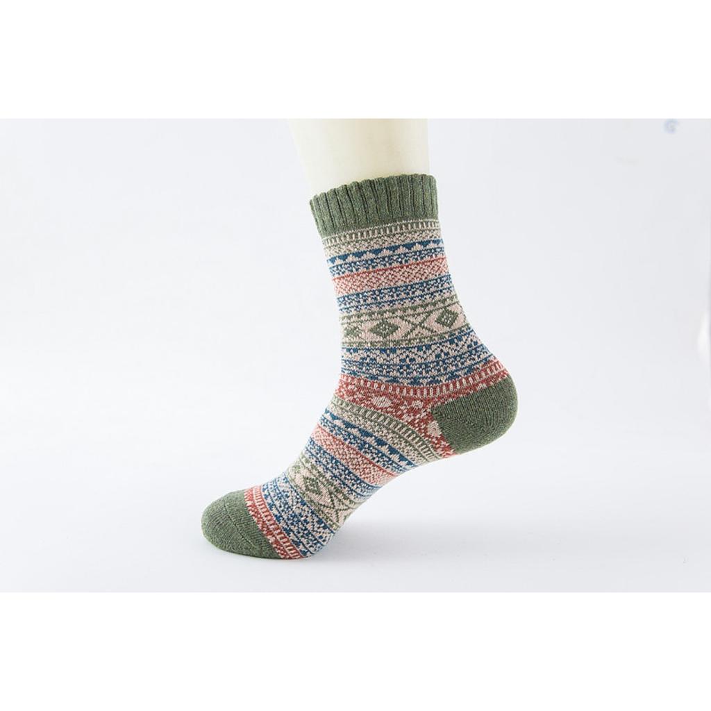 Socks, Plush Socks, Men's, Ethnic Style, Warm Socks, Mid Length Socks, Striped Socks, Coral Fleece Socks
