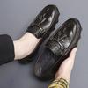 Czarne skórzane buty Moda męska Obuwie biznesowe Strój biznesowy Męskie skórzane buty Round Toe Spot Young Men's Shoes