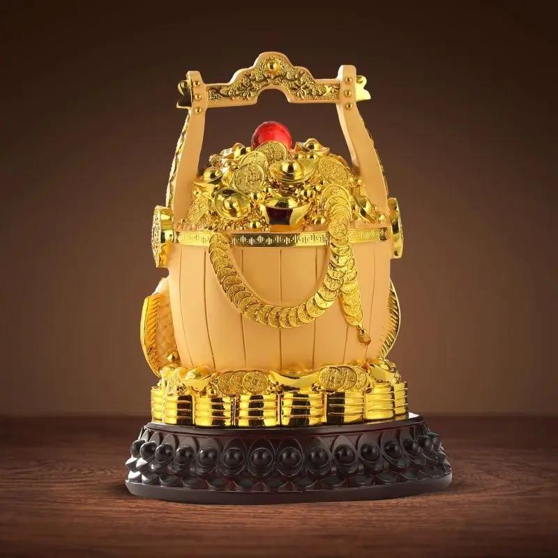 Chinesischer Stil Zhaocai Reichtumsschatztopf Ornament Ein Eimer Gold High-End Zuhause Wohnzimmer Bürotisch Foyer Dekoration Geschenk