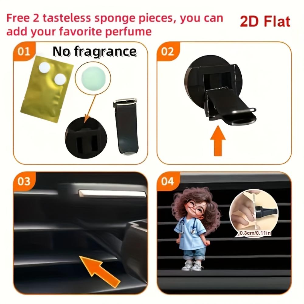 2D Flat Cute Child Car Vent Clip Decorative Diffuser (fragrance Not Included), Car Interior Decoration, Aromatherapy Clip, Ideal for Holiday Gifts