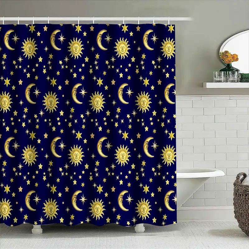 Starry Night Shower Curtain Galaxy Space Universe Decor Bathroom Set Waterproof Fabric
