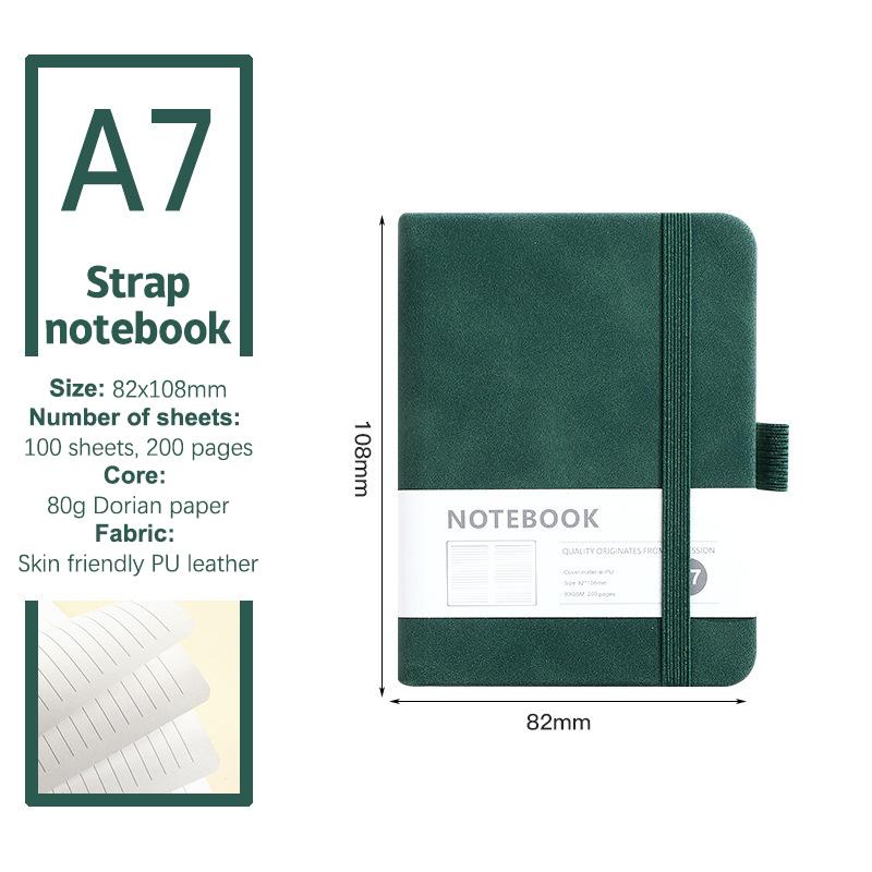 Minimalist Strap Notebook Mini Cute Student Notebook Business Notebook Schedule Book Thickened Pu Leather Cover Diary Notebook