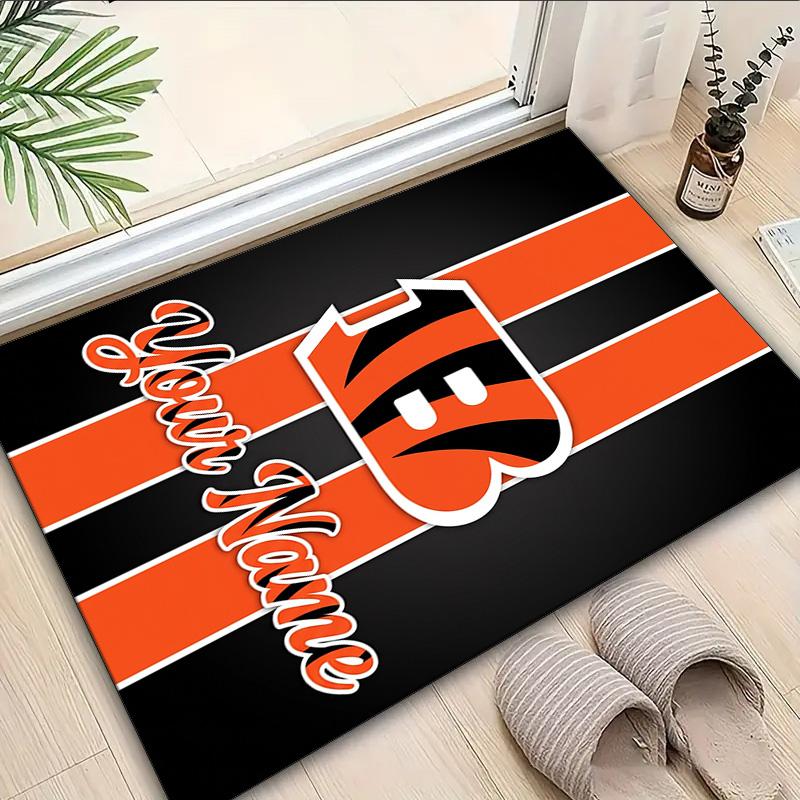Custom Name Rug Cincinnati-Bengals Helmet Area Rug Suitable for Indoor And Outdoor,Carpets for Homes, Offices,Living Rooms,Home Decor,Christmas Gift