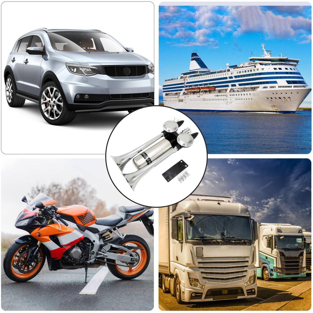 1pc 12V/24V 155DB Super Echo Loud Air Horn Set for Semi or Large Truck