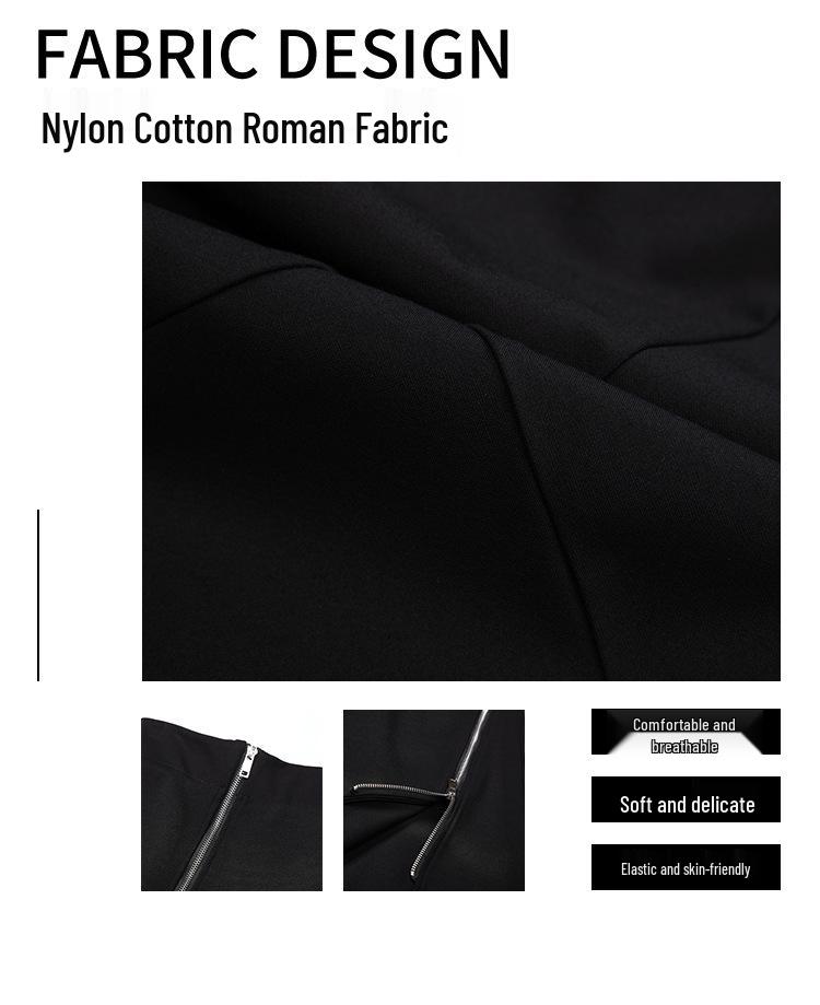 Dámská úzká sukně s vysokým pasem, nepravidelného A-střihu s rozparkem na zip - Ležérní jarní/podzimní trend