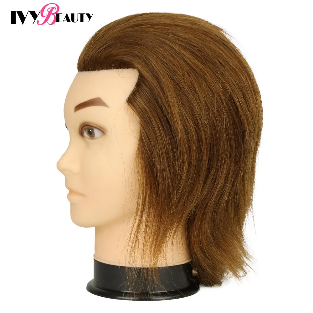 100% Human Hair Mannequin Head Male Barber Hairdresser Manikin Head Training Doll Head For Beauty Hairdresser Practice CuttIing