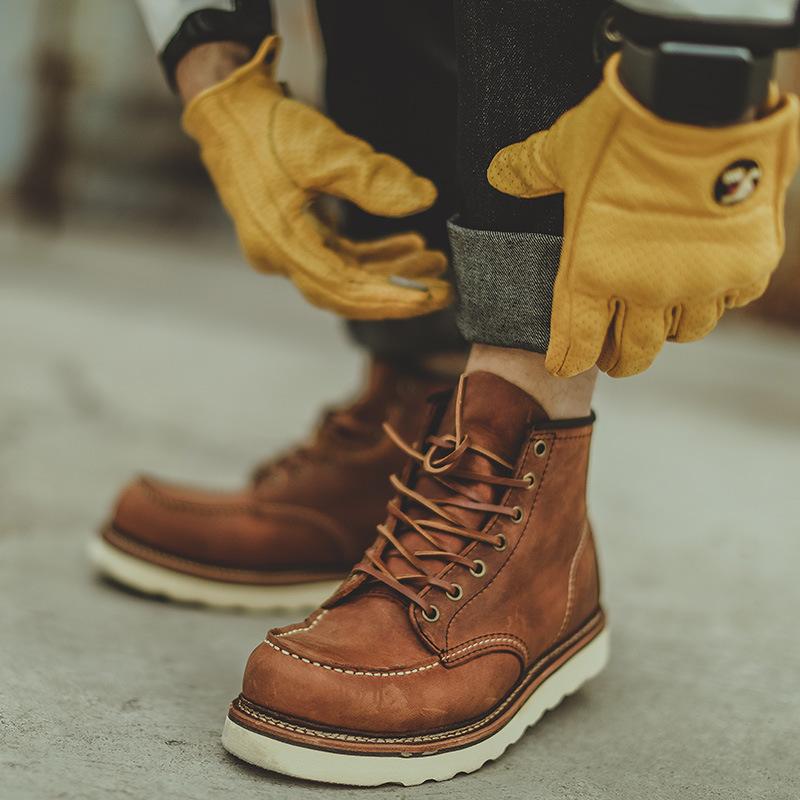 Botas para hombre, estilo retro americano, estilo casual, de cuero