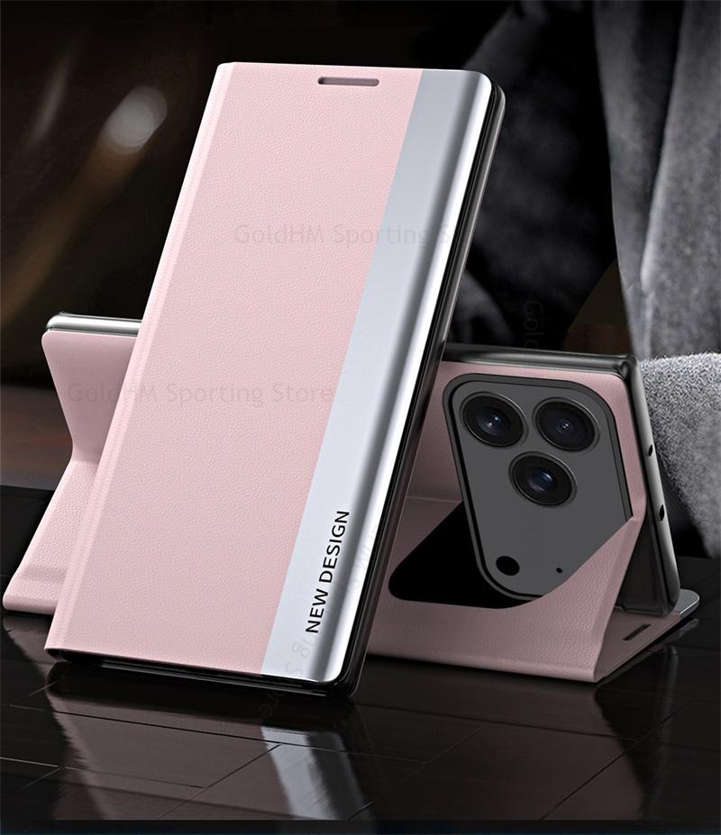 Cases For iPhone 17 Pro Max 5G 6D Plating Leather Phone Kickstand Case For Apple 17 Air 16e 15 Pro Max 14 Plus Full Protection Magnet Book Stand Cover