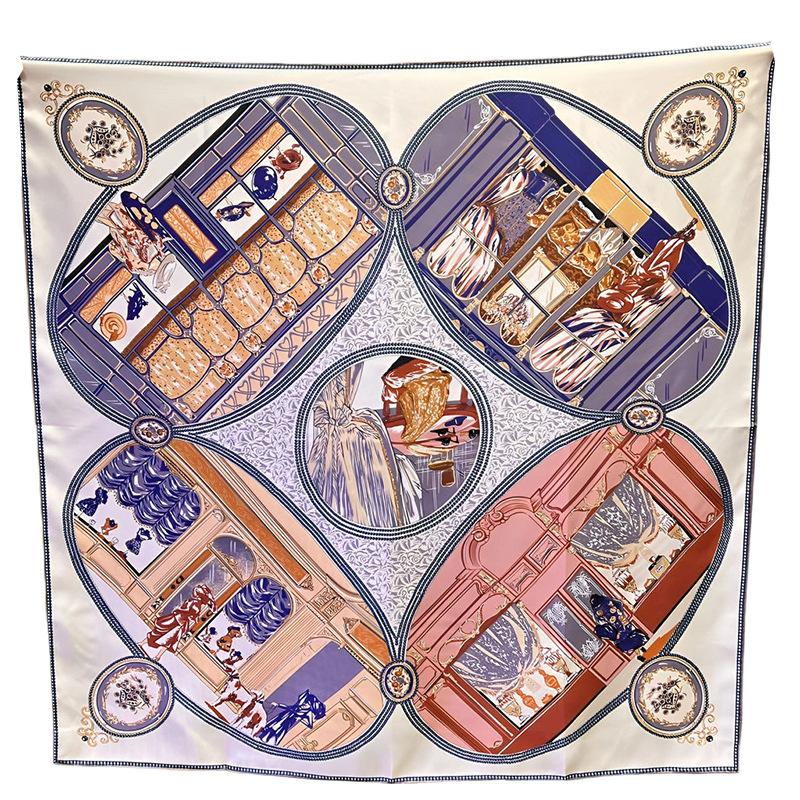 New silk twill silk temperament scarf large square scarf summer light luxury fashion silk scarf women's shawl