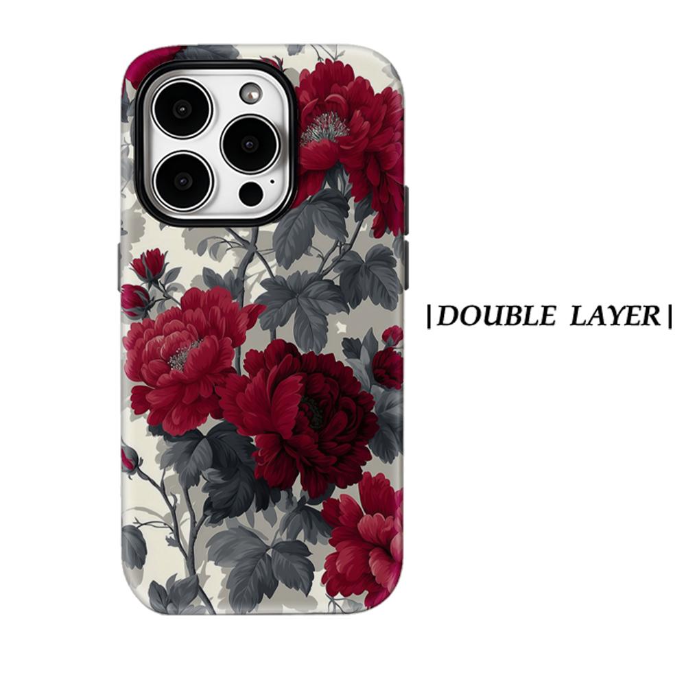 

Burgundy PeonyFor Magnetic Phone Case for IPhone 17 16 15 14 13 Pro Max Plus Single Double-layer Tough Case IPHONE13