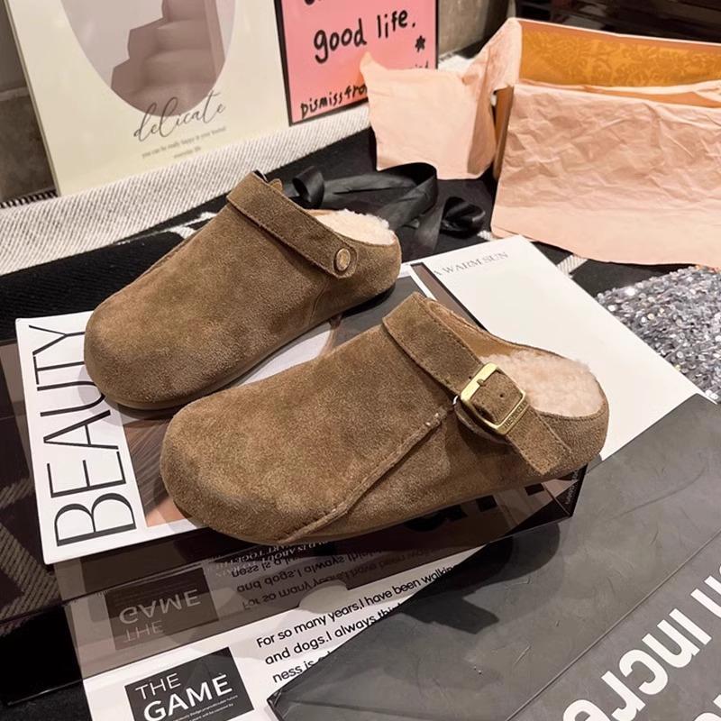 Fashion 2024 Fashion Women's Shoes Closed Toe Women's Slippers Hot Sale Belt Buckle Casual Slippers Women Winter Rivet Flat Slippers