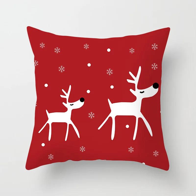 Christmas Decoration Cartoon Santa Claus Polyester Throw Pillow Case Merry Christmas Decorative Pillowcase 45X45Cm