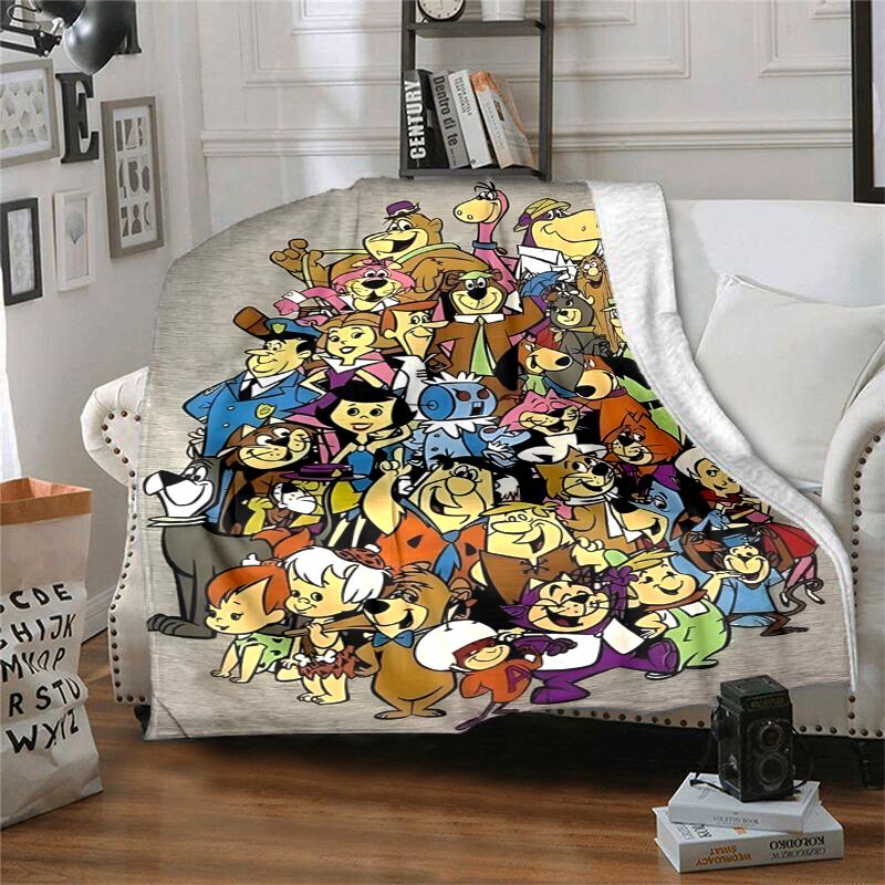 Flintstones Flannel Blanket Soft Warm All-Season Throw, Design for Camping, Car Travel, Hiking Sofa, Bed, Office Perfect Gift for Parties