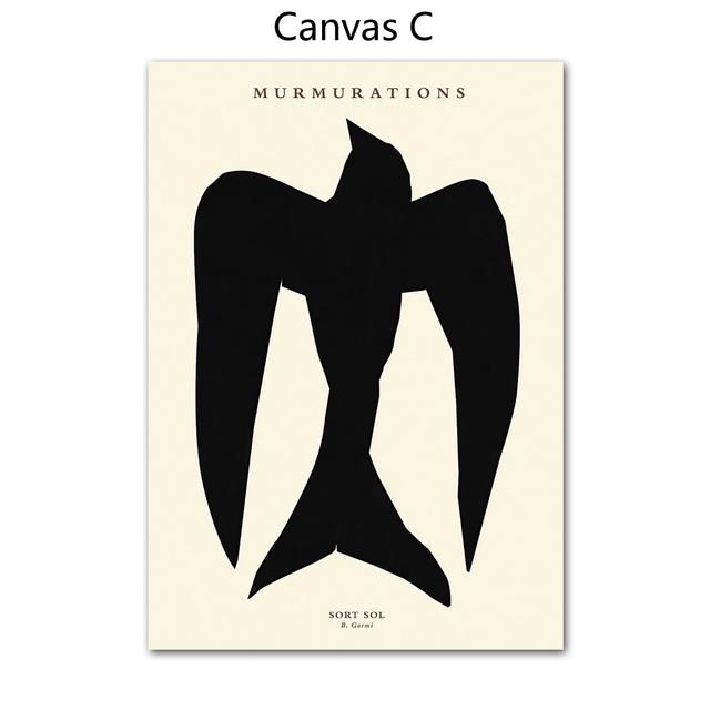 Abstract Geometric Leaf Swallow Ginkgo Vase Wall Art Canvas Painting Nordic Posters and Print Wall Picture for Living Room Decor No Frame