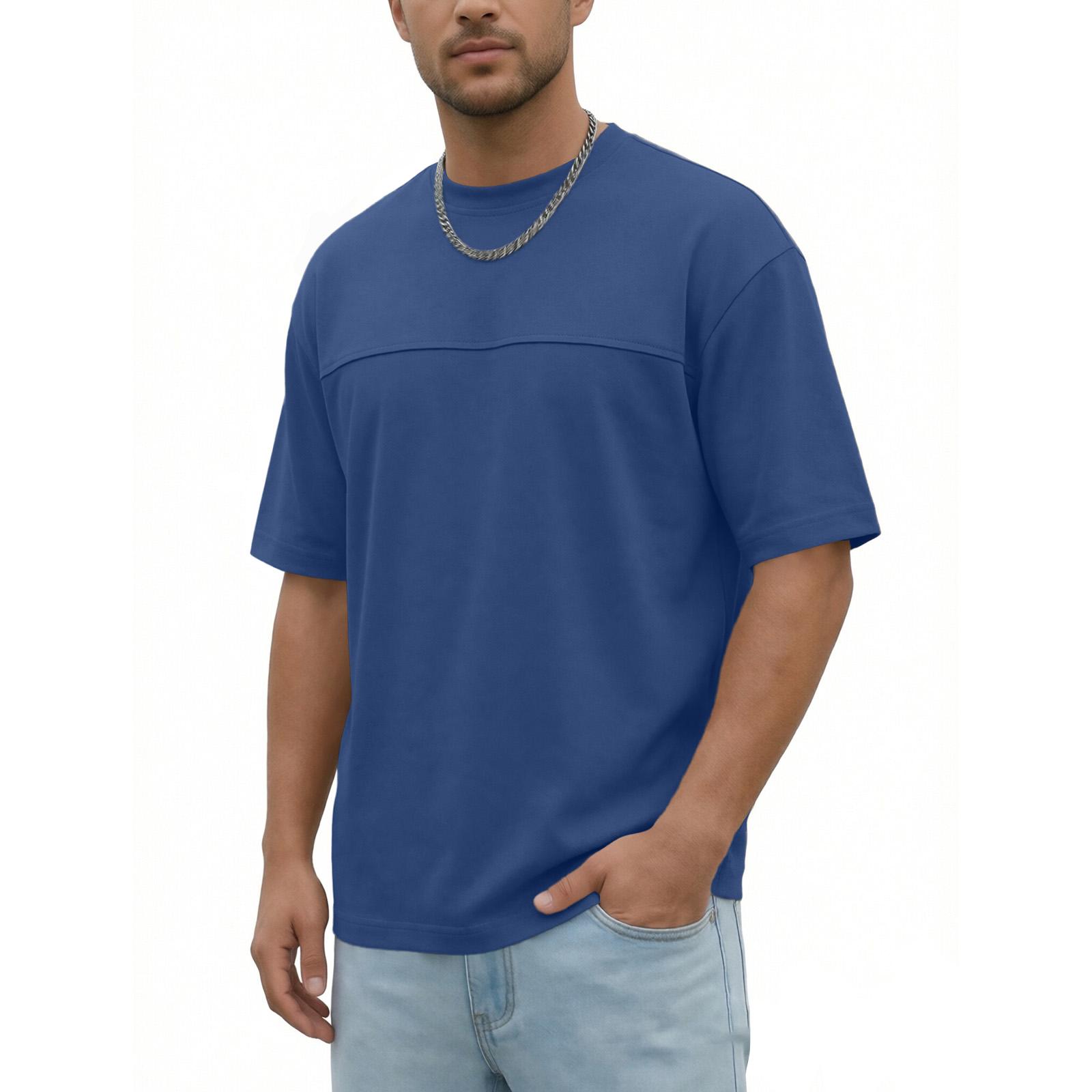 

Men s Casual Short Sleeve T Shirt Crew Neck Relaxed Fit Lightweight Breathable Summer Top L синий