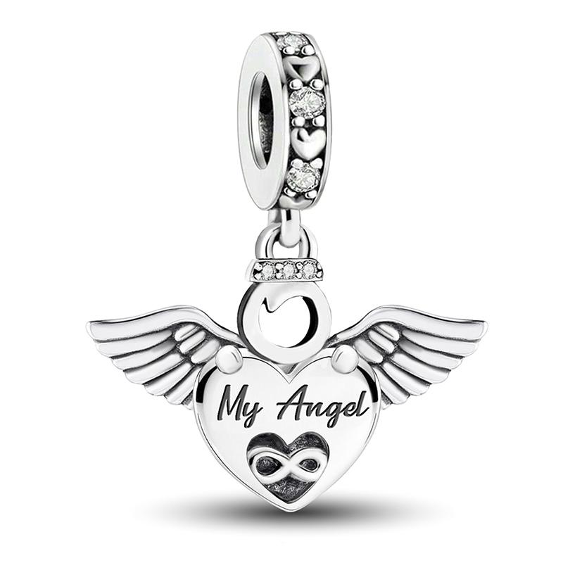 Copper Love Angels Four Leaf Clover Charm Bead Fit For Women Bracelets Bangles Diy Jewelry Making