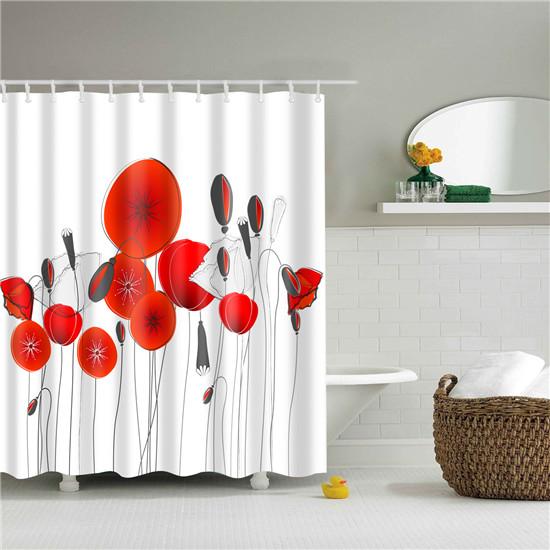 Beautiful Colorful Flower Floral Printed Shower Curtains Frabic Waterproof Polyester Bath Curtain With Hooks 180x180cm