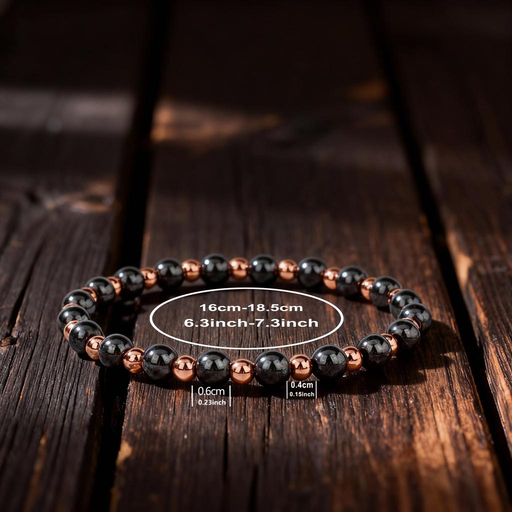 Festliche Geschenke Hämatit und Kupfer Perlenarmband Minimalistischer Modeschmuck für Männer und Frauen Tägliches Tragen Einfaches Vielseitiges Accessoire
