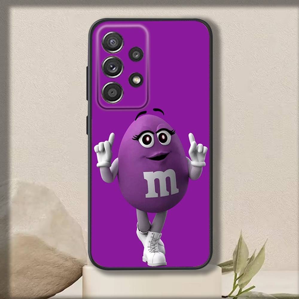 M-MS Chocolate Phone Case For Samsung S 25,24,23,22,30,21,10,9,Ultra,Plus,Lite,FE,4,5 G Soft Black Case