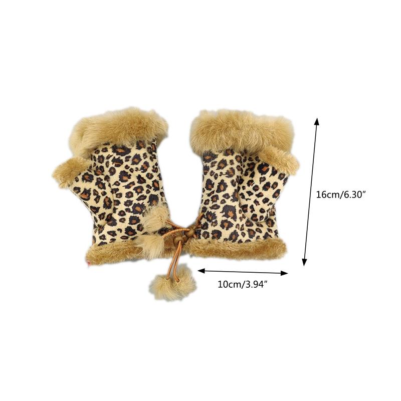 Half Finger Gloves Faux Rabbit Fur Gloves Fleece Lined Warm Gloves Solid Color Winter Thick Gloves Fingerless Mittens