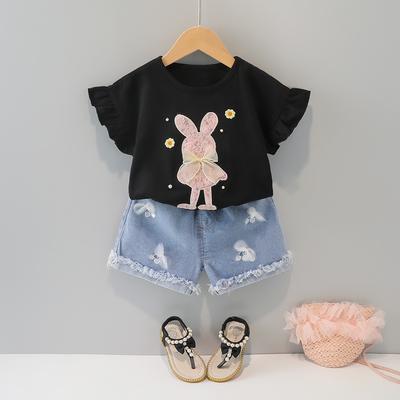 Girls' Summer Short Sleeved Set Cartoon Children's Clothing