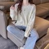 TonLion Women's Retro Cable Knit Crew Neck Pullover Sweater