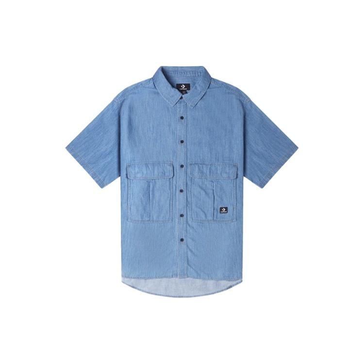 Converse Elevated Chambray Shirt Asia Sizing Indigo Blue Men s 10025438-A01 XL