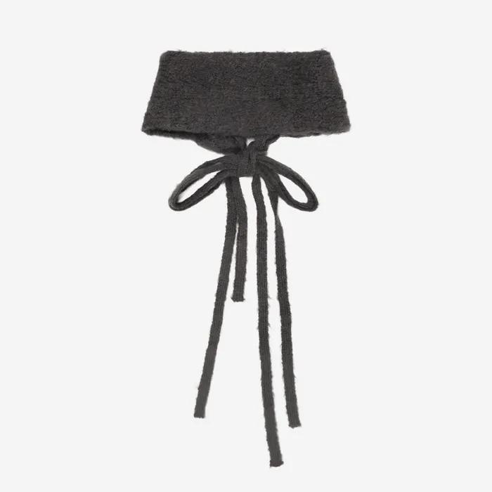 ALPACA TIED STRAP HEADBAND, SHADOW