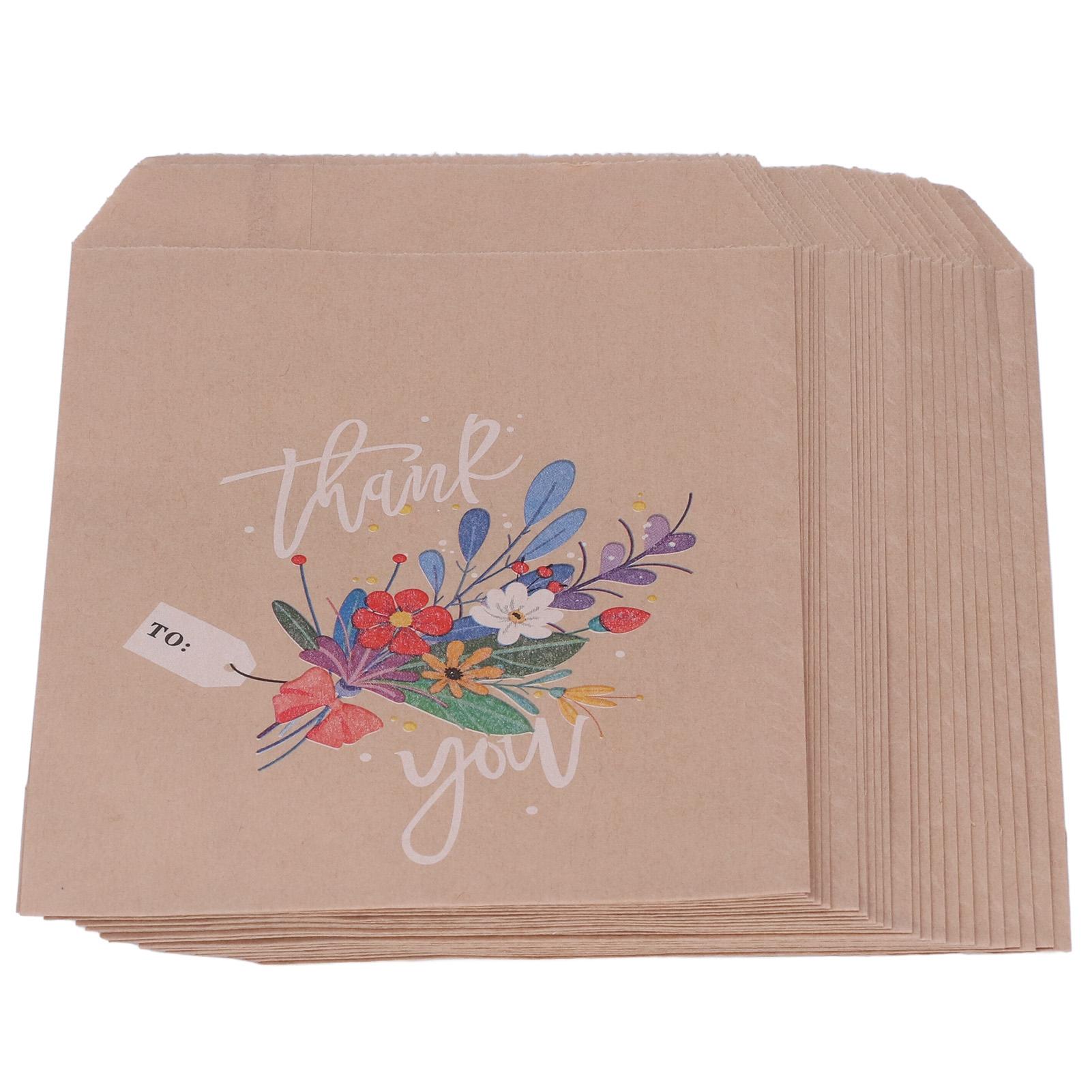 2 Pack Kraft Paper Gift Bags Cartoon Pattern Multipurpose Kraft Brown Paper Bags for Holiday PartyBouquet Model