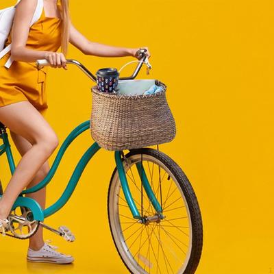 Bike Basket Cycling Basket, Durable Woven Carrier Bicycle Front Handlebar