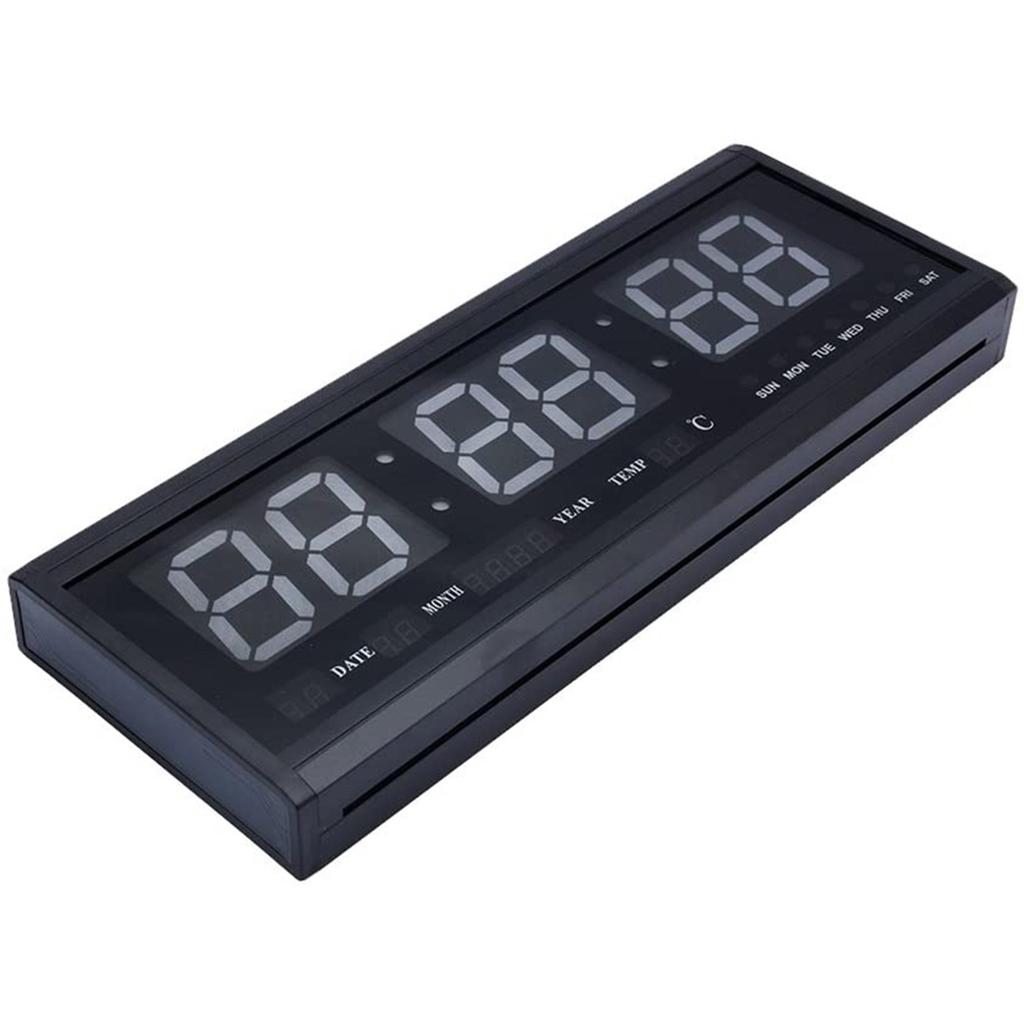 Large Modern LED Digital Wall Clock Date Temperature 24 Or 12 Hour Office