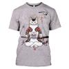 Retro T-shirt Men Women Samurai Cat Tattoo Shirt for Men 3d Print Cool Classic Art Shirt for Summer Round Collar Tops Tees