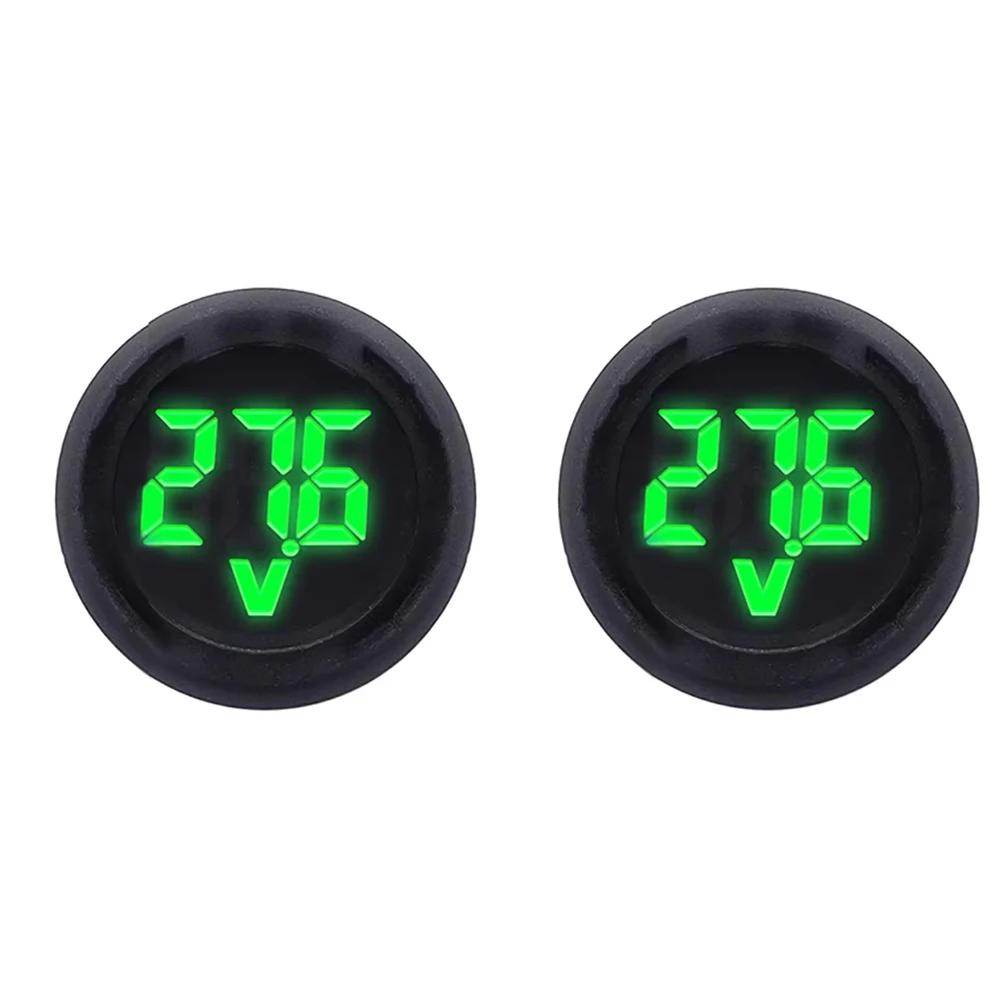 1/2PCS Round LED Digital Display Circular Two-wire Voltmeter DC 4-100V Car Voltage Gauge Display Reverse Connection Protection