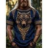 Stile Tribale Lupo 3D Stampato Uomo Sport e Fitness Manica Corta Outdoor Moda Urbana