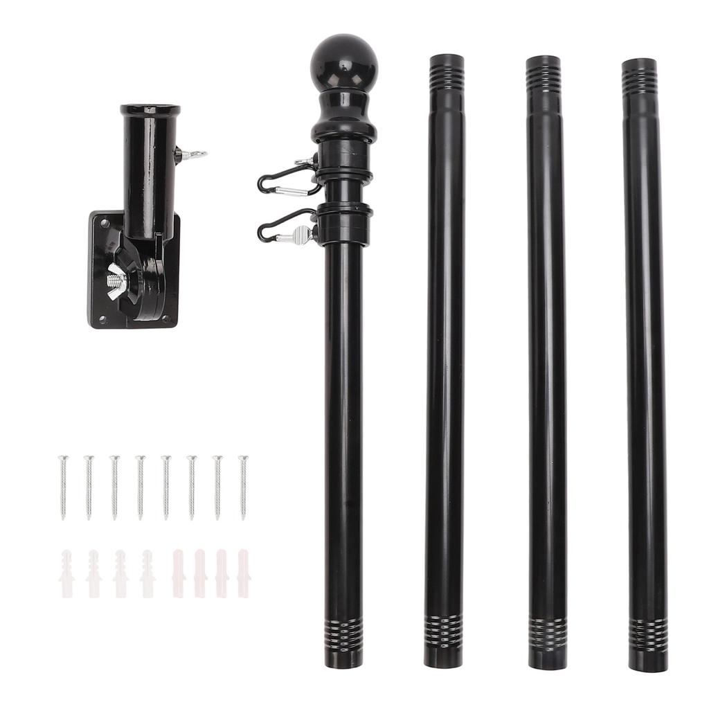 Wall Mounted Flagpole Kit Stainless Steel House Porch Wall Flag Pole Kit Anti Wrap Spinning Flag Pole with Base and