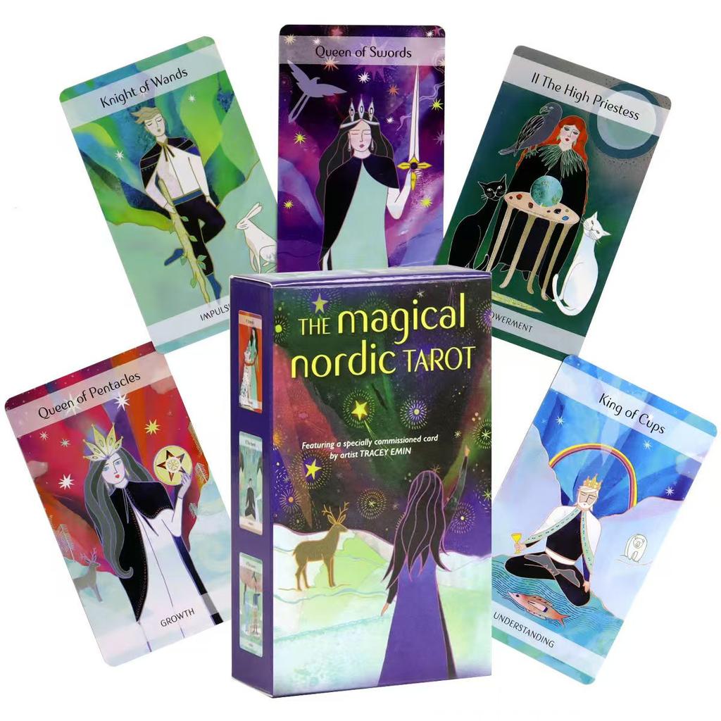 10.3*6cm Magický severský tarot Kompletní balíček 79 karet inspirovaný starými severskými mýty a folklórem