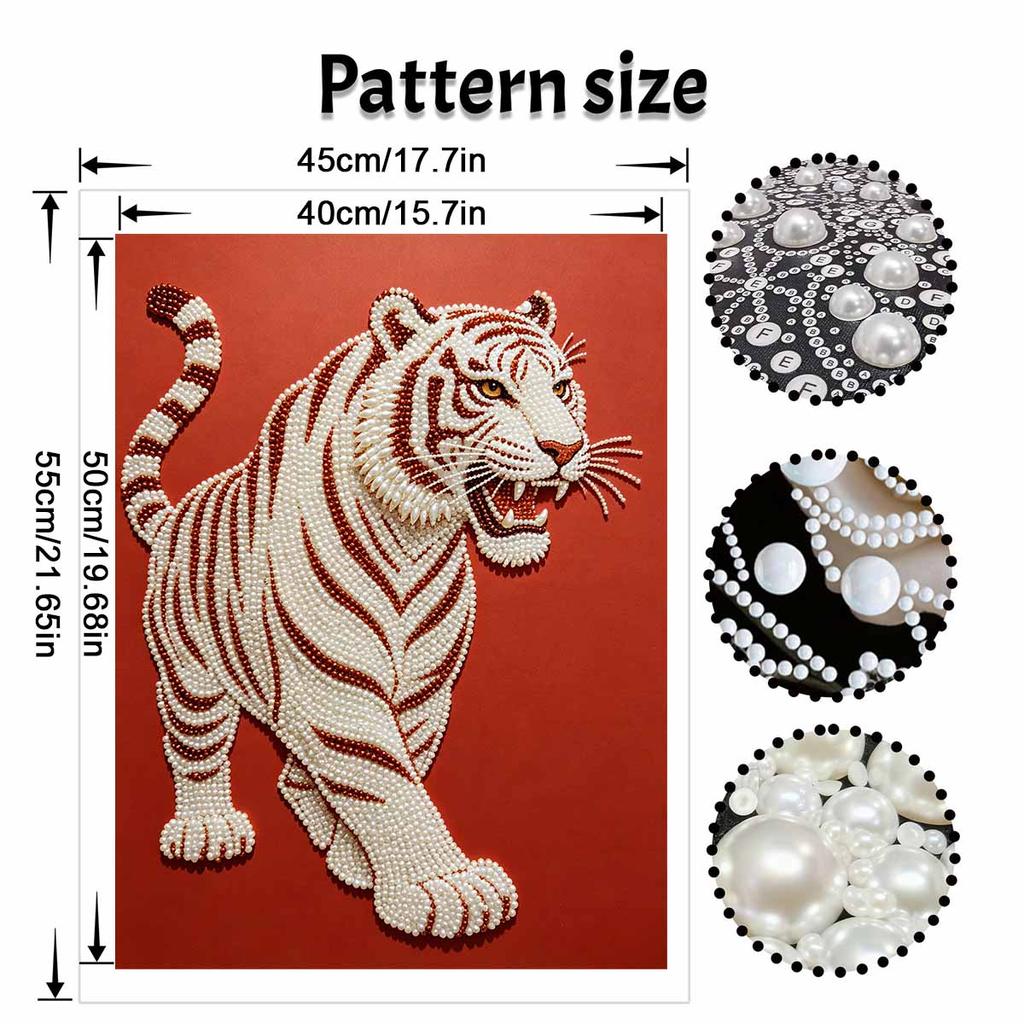 DIY Pearl Diamond Art Painting Kits for Adult and Beginners, Majestic Tiger Sparkling Painting Craft Home Wall Decor Handmade Gift