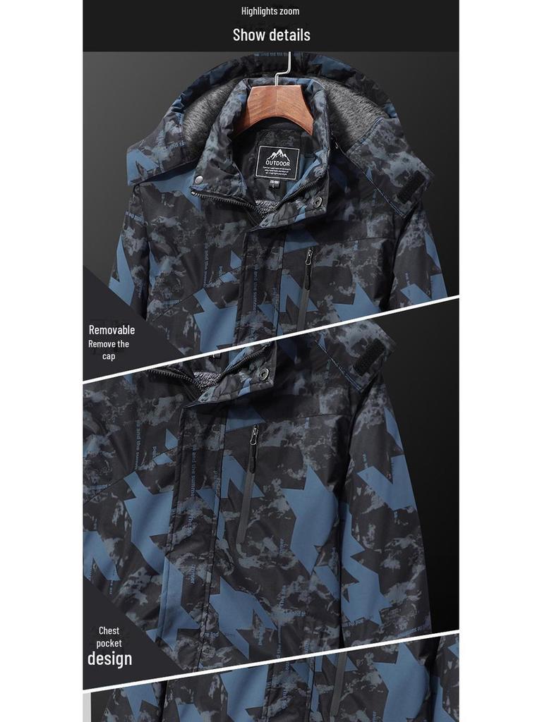 Camouflage 3-in-1 Winterjacke mit Kapuze für Herren & Damen - Modische Reise- & Wanderausrüstung